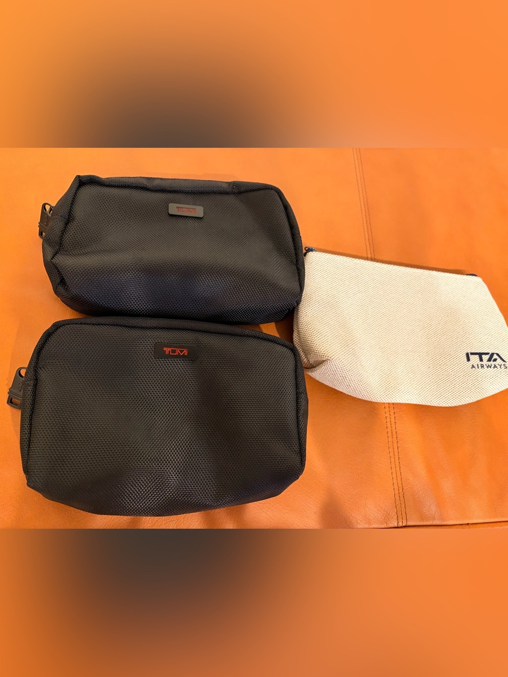 TUMI for Delta Travel Pouch Lot (2) + ITA Airways Travel Pouch